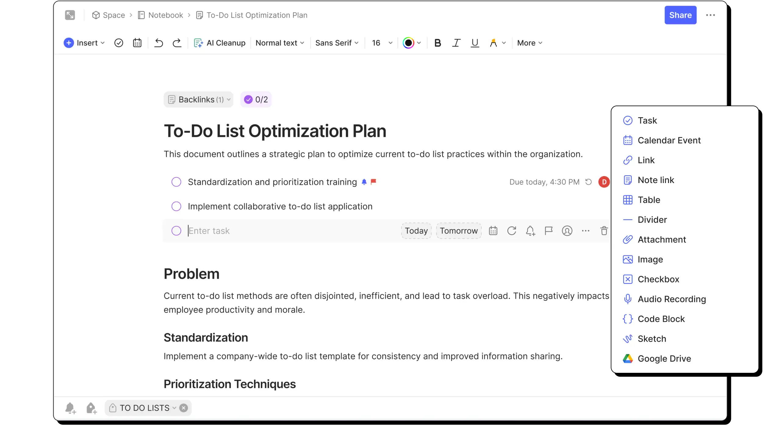 Evernote UI
