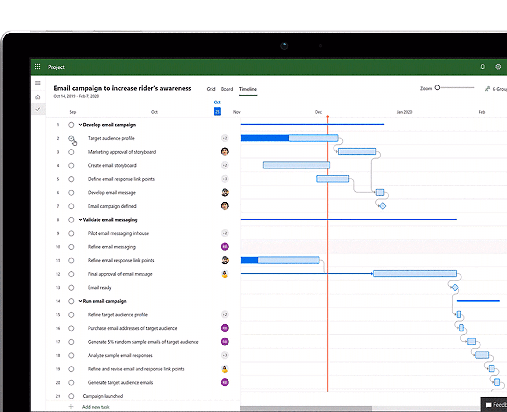 Microsoft Project gantt chart example