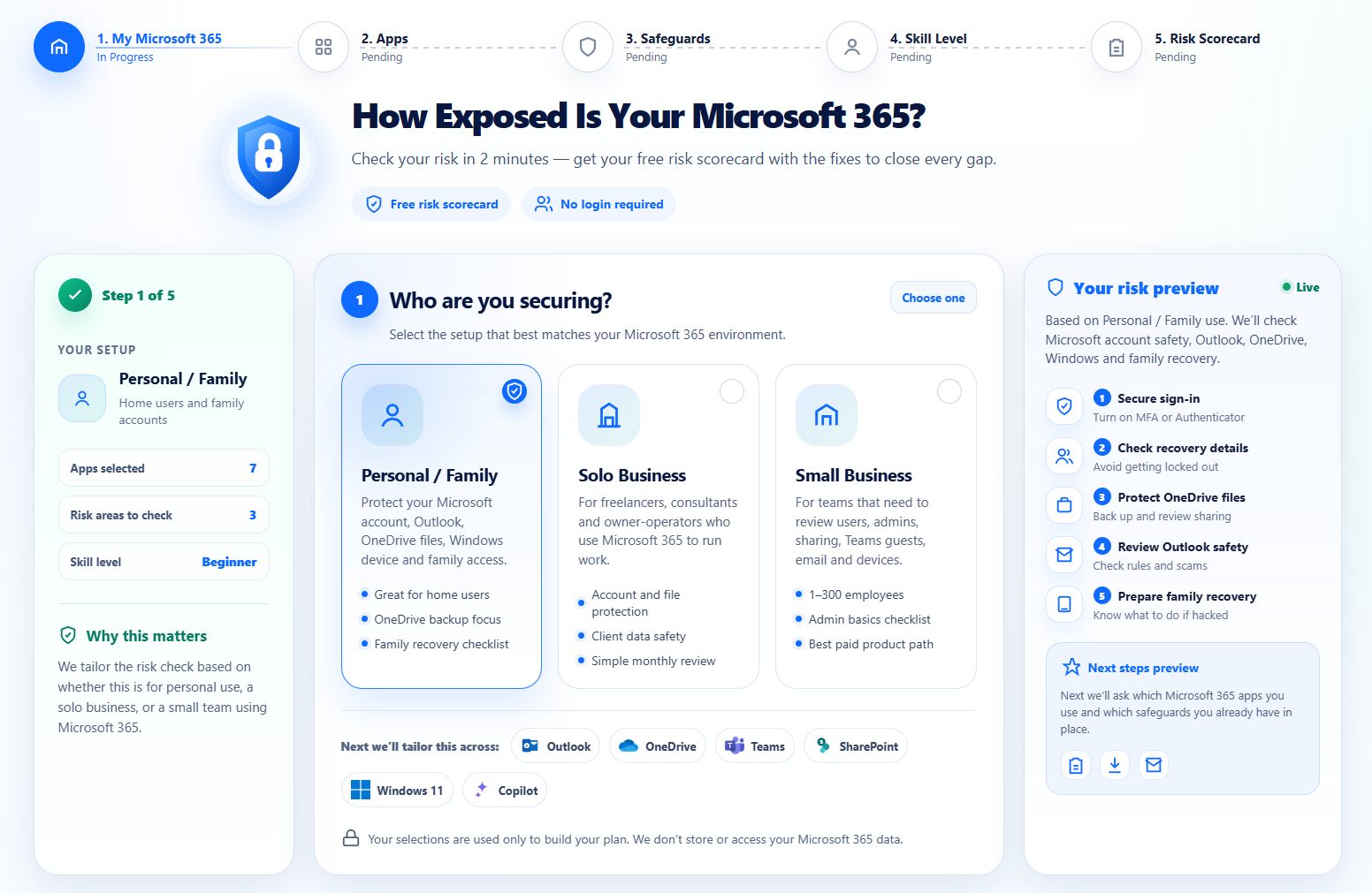 Free Microsoft 365 Risk Scorecard